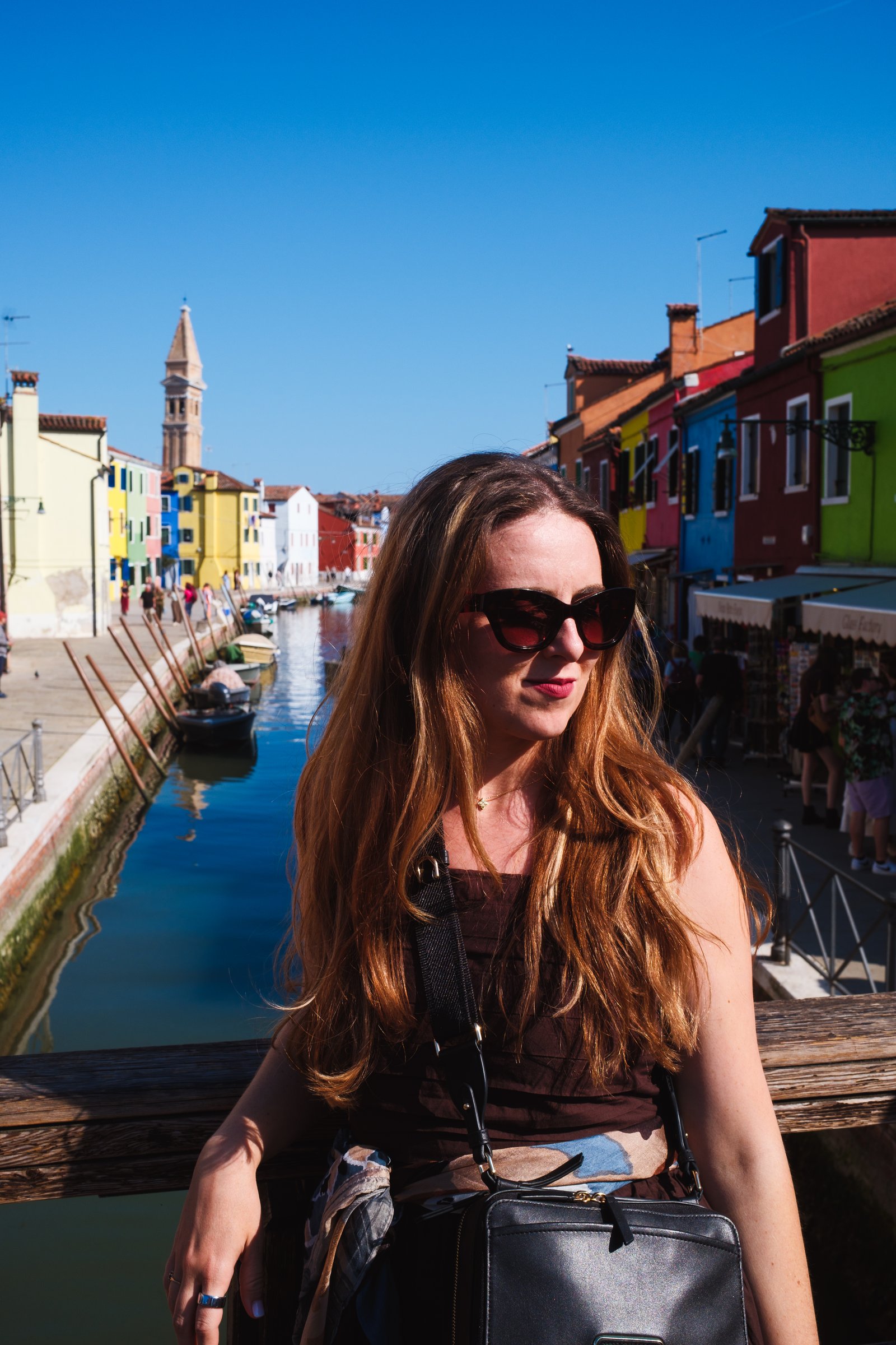 Kay on a Burano bridge