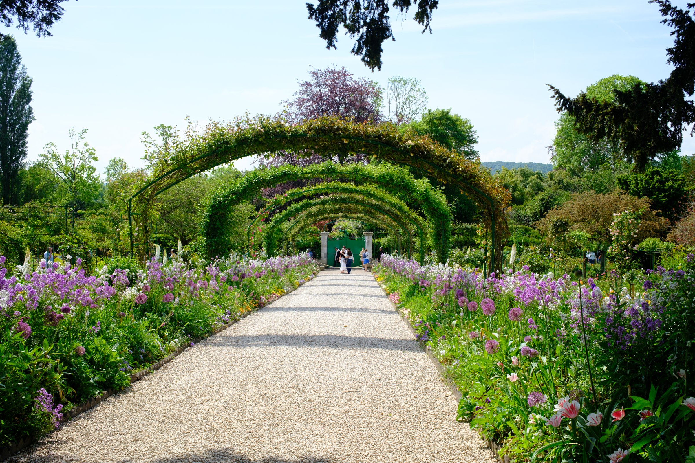 Green trellises and flowers