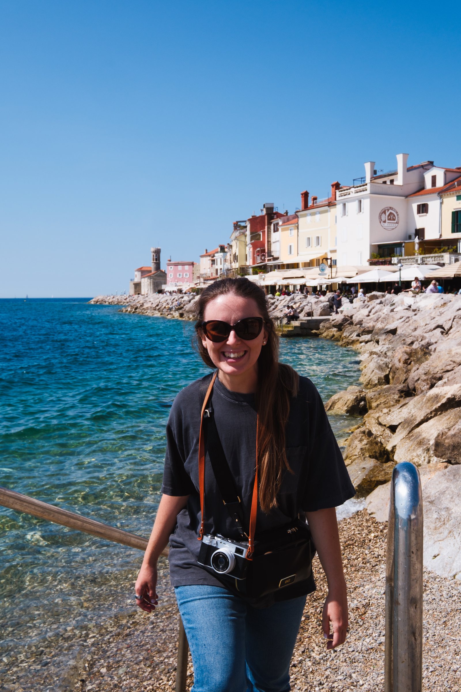 Kay on the Piran shore