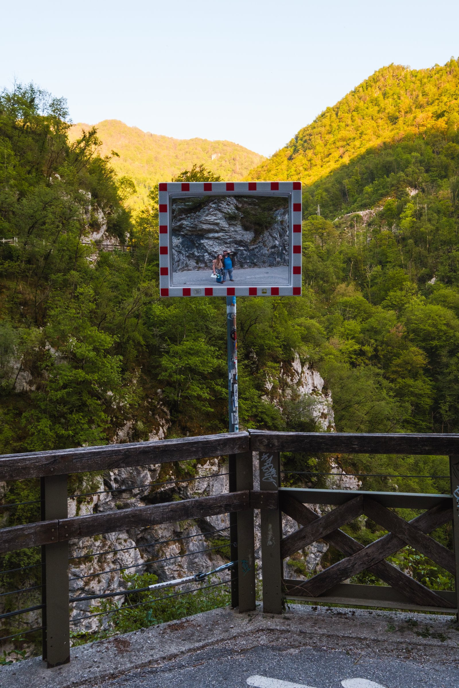 Mirror selfie on mountain road