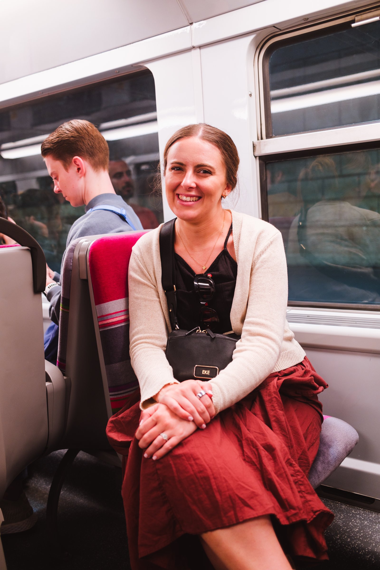 Kay on the train